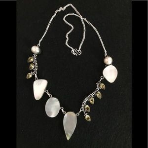 NEW Mother Of Pearl Citrine 925 Silver Necklace